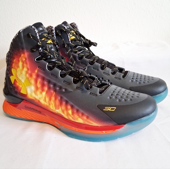Under Armour Curry 1 Retro Jam Fire Basketball - Picture 1 of 11